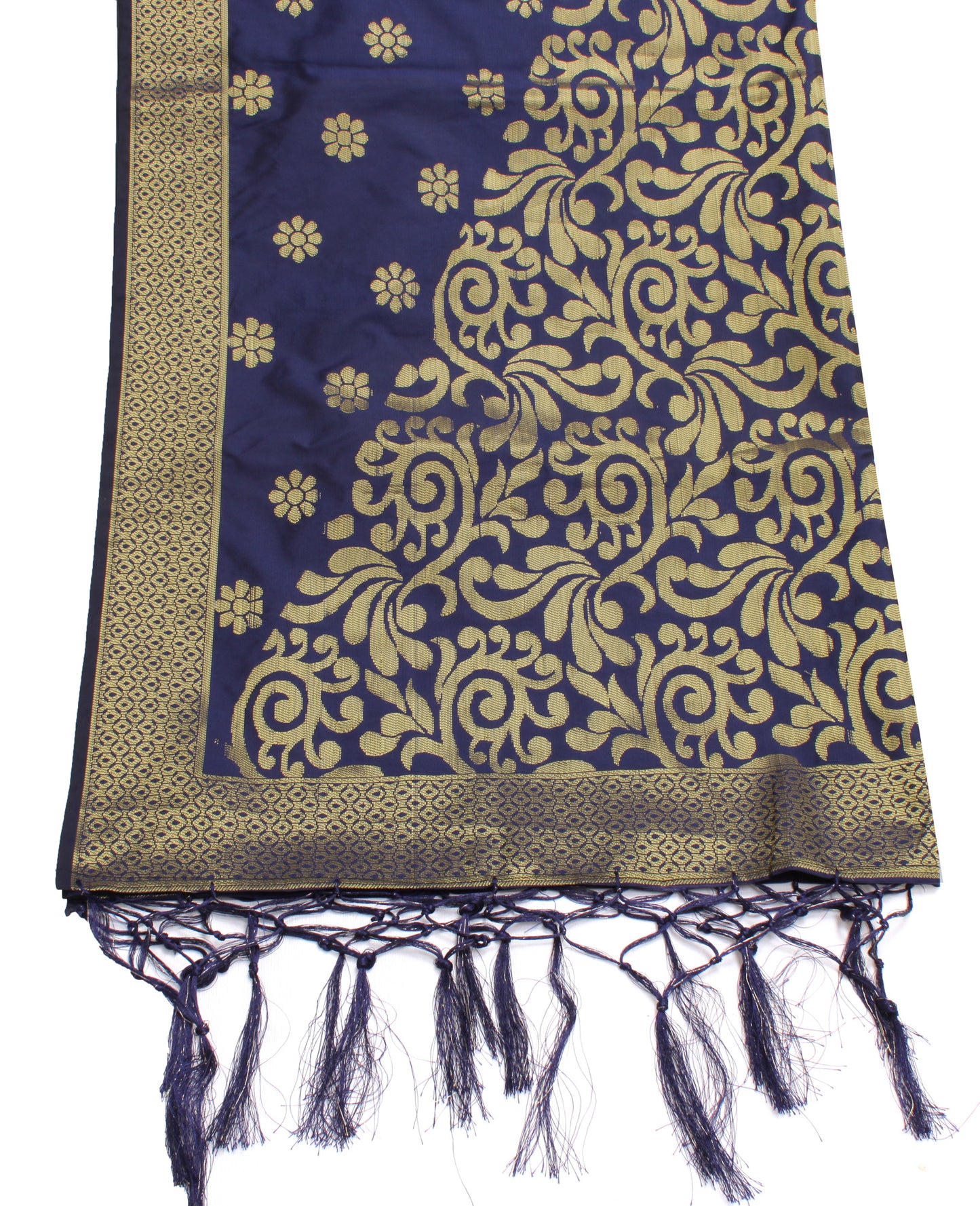 Sushila Vintage Blue Dupatta Blend Silk Zari Woven Long Stole Wrap Scraves