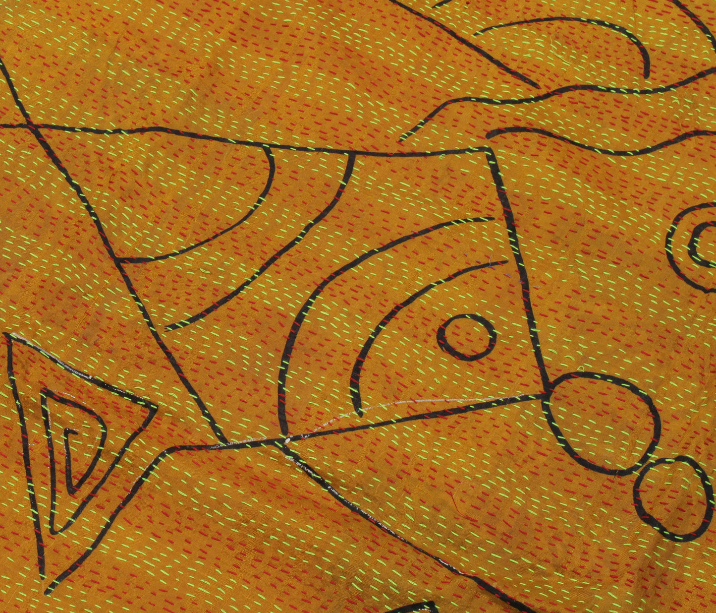 Sushila Vintage Indian Dupatta 100% Pure Silk Hand Embroidered Kantha Long Stole