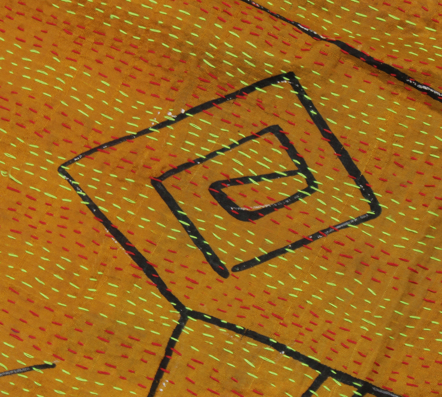 Sushila Vintage Indian Dupatta 100% Pure Silk Hand Embroidered Kantha Long Stole