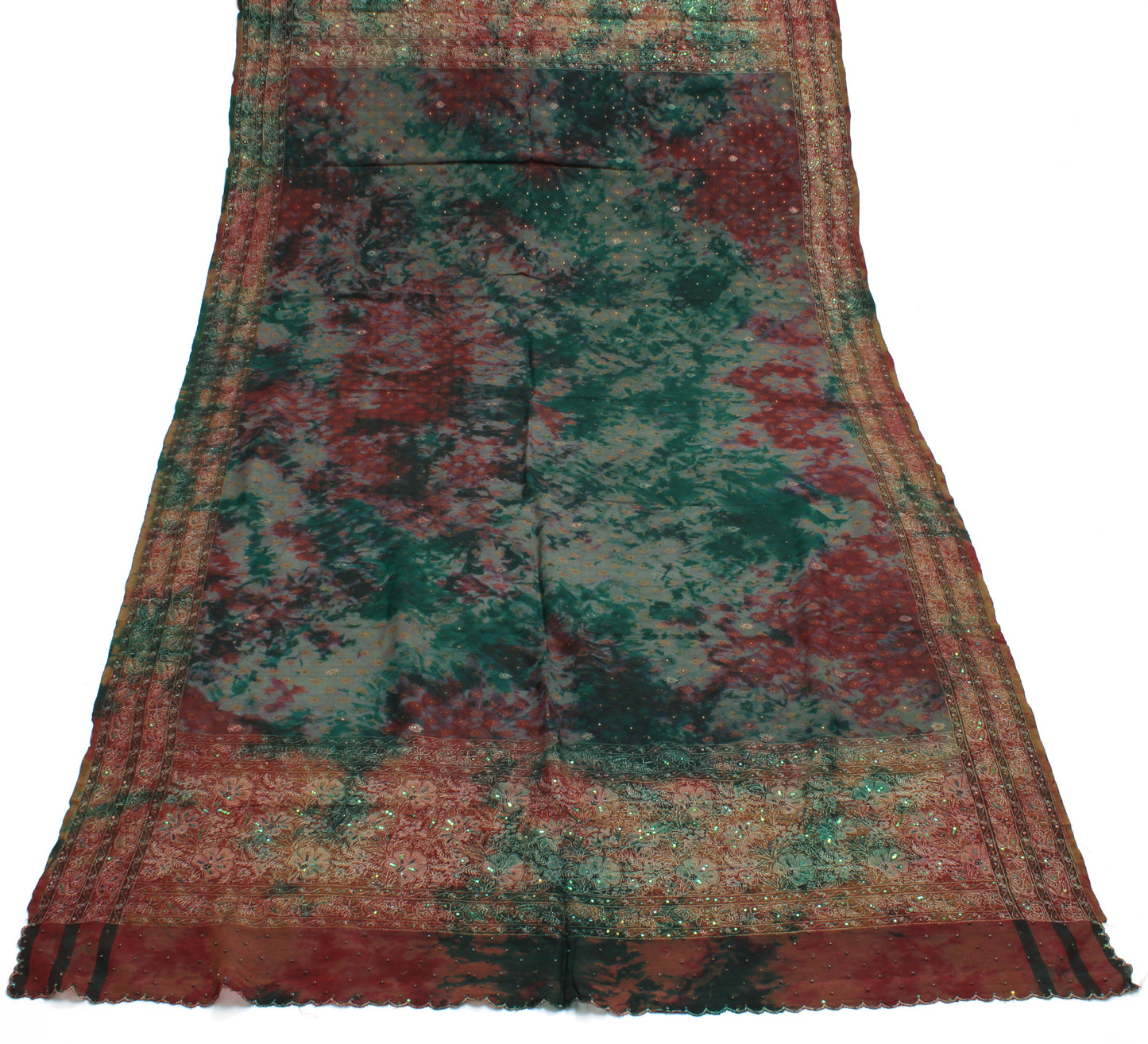 Sushila Vintage Multi-Color Dupatta 100% Pure Silk Woven Long Stole Scarves
