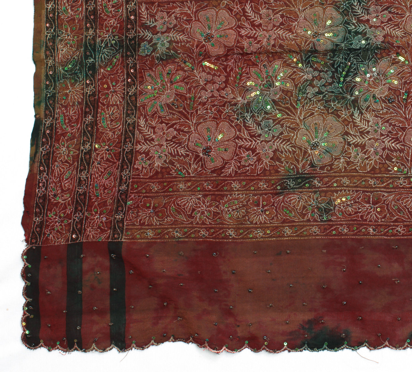 Sushila Vintage Multi-Color Dupatta 100% Pure Silk Woven Long Stole Scarves