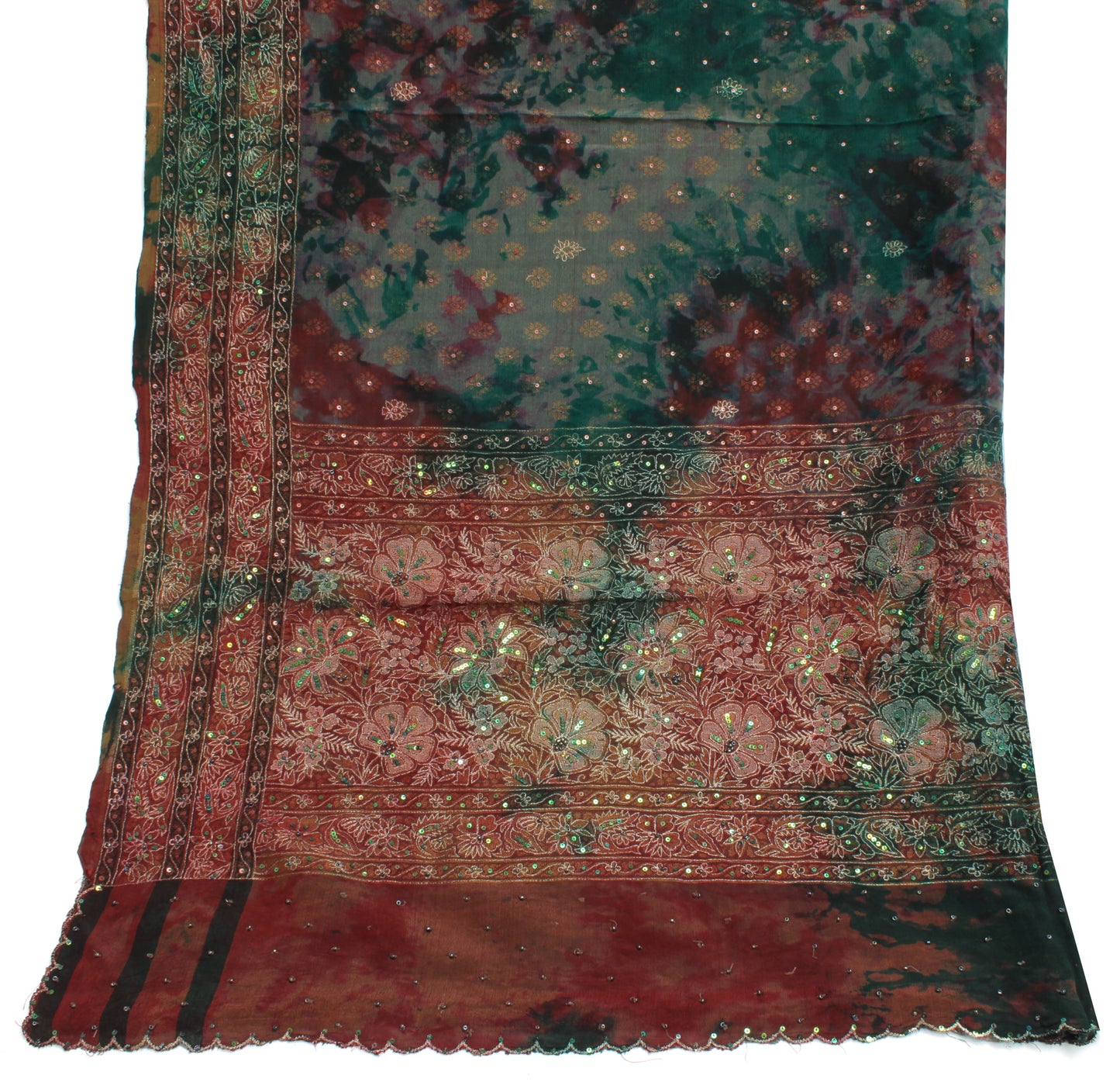 Sushila Vintage Multi-Color Dupatta 100% Pure Silk Woven Long Stole Scarves