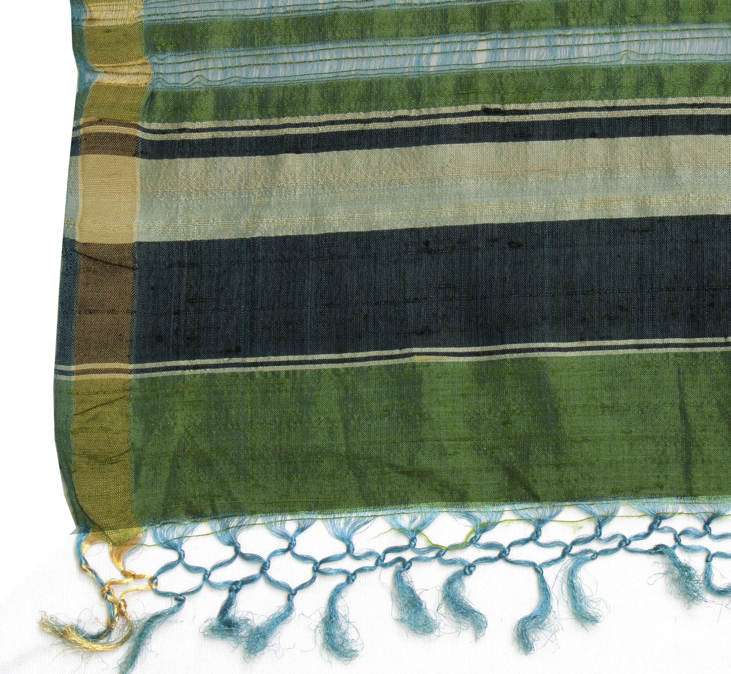 Sushila Vintage Green Indian Dupatta 100% Pure Silk Woven Long Stole Hijab