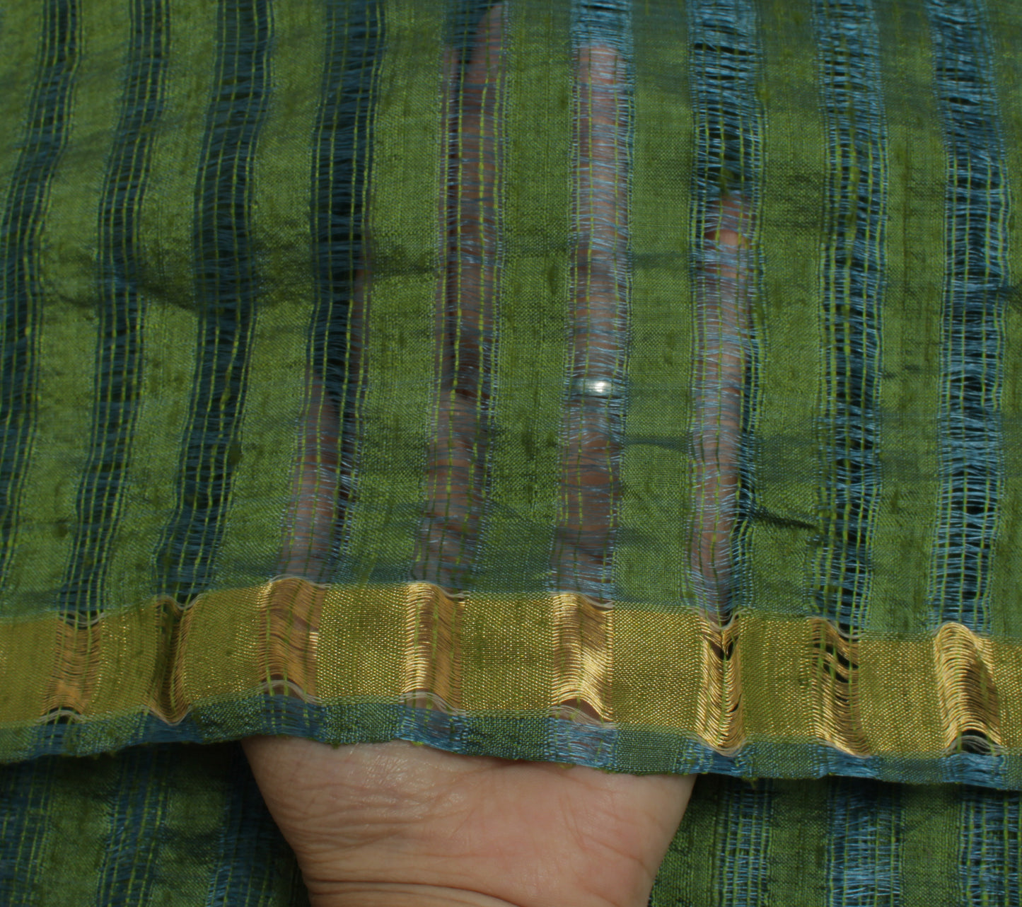 Sushila Vintage Green Indian Dupatta 100% Pure Silk Woven Long Stole Hijab