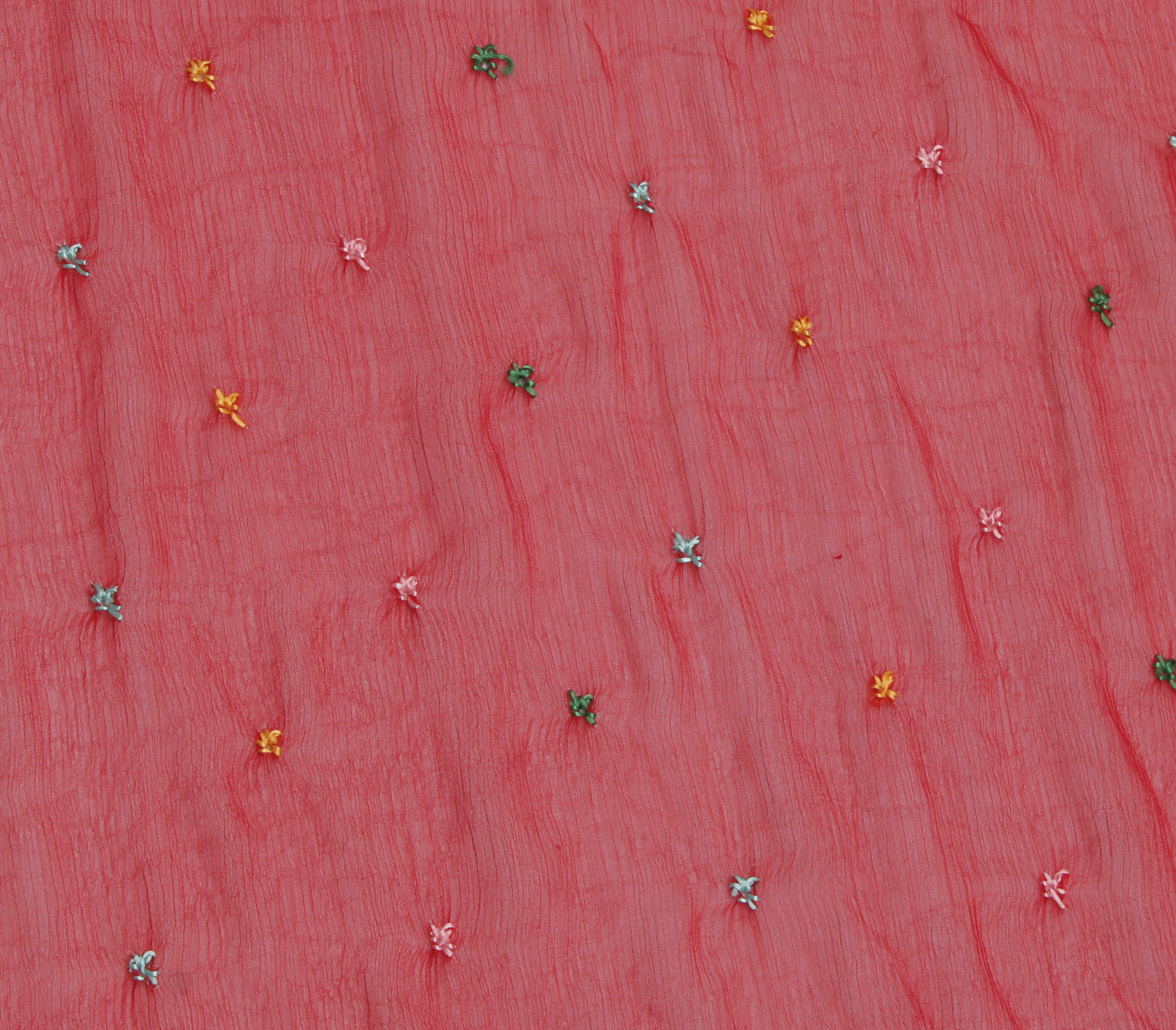 Sushila Vintage Red Dupatta Blend Chiffon Silk Hand Embroidered Long Stole Veil