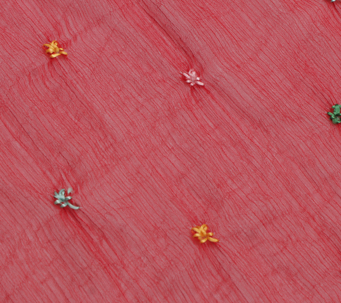 Sushila Vintage Red Dupatta Blend Chiffon Silk Hand Embroidered Long Stole Veil