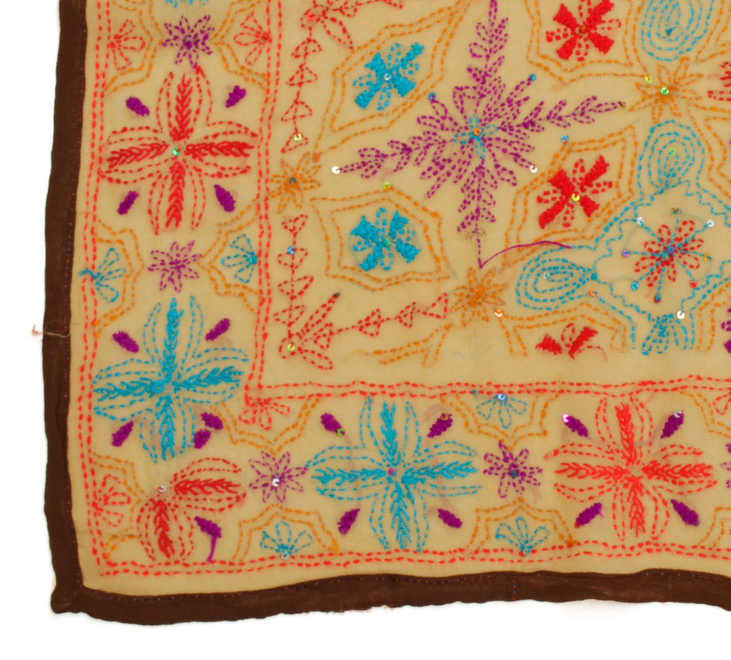 Sushila Vintage Light Brown Dupatta Pure Georgette Silk Embroidered Long Stole