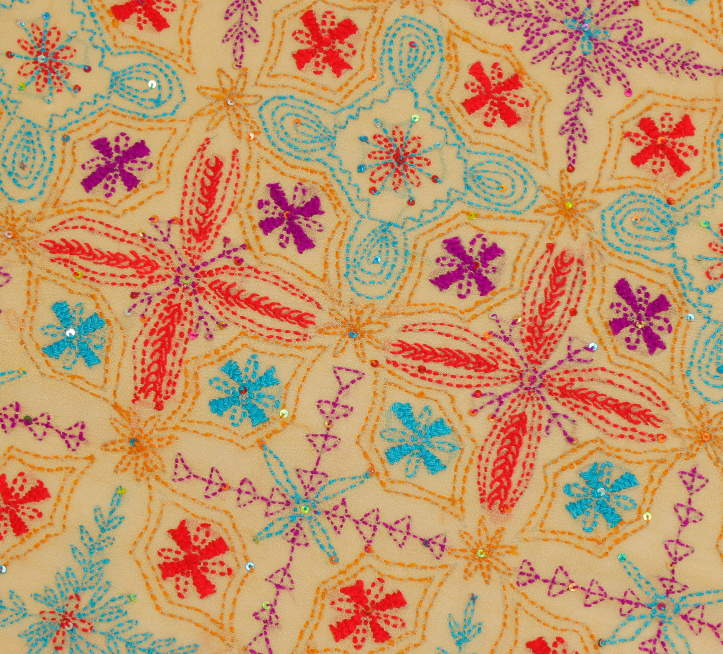 Sushila Vintage Light Brown Dupatta Pure Georgette Silk Embroidered Long Stole