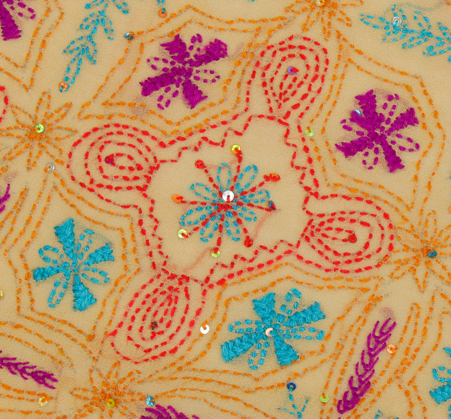 Sushila Vintage Light Brown Dupatta Pure Georgette Silk Embroidered Long Stole