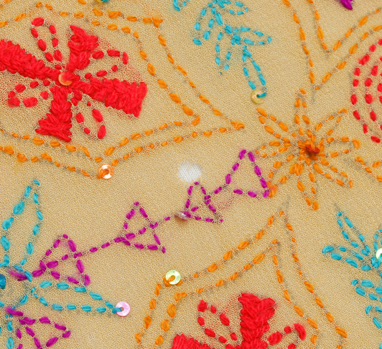 Sushila Vintage Light Brown Dupatta Pure Georgette Silk Embroidered Long Stole