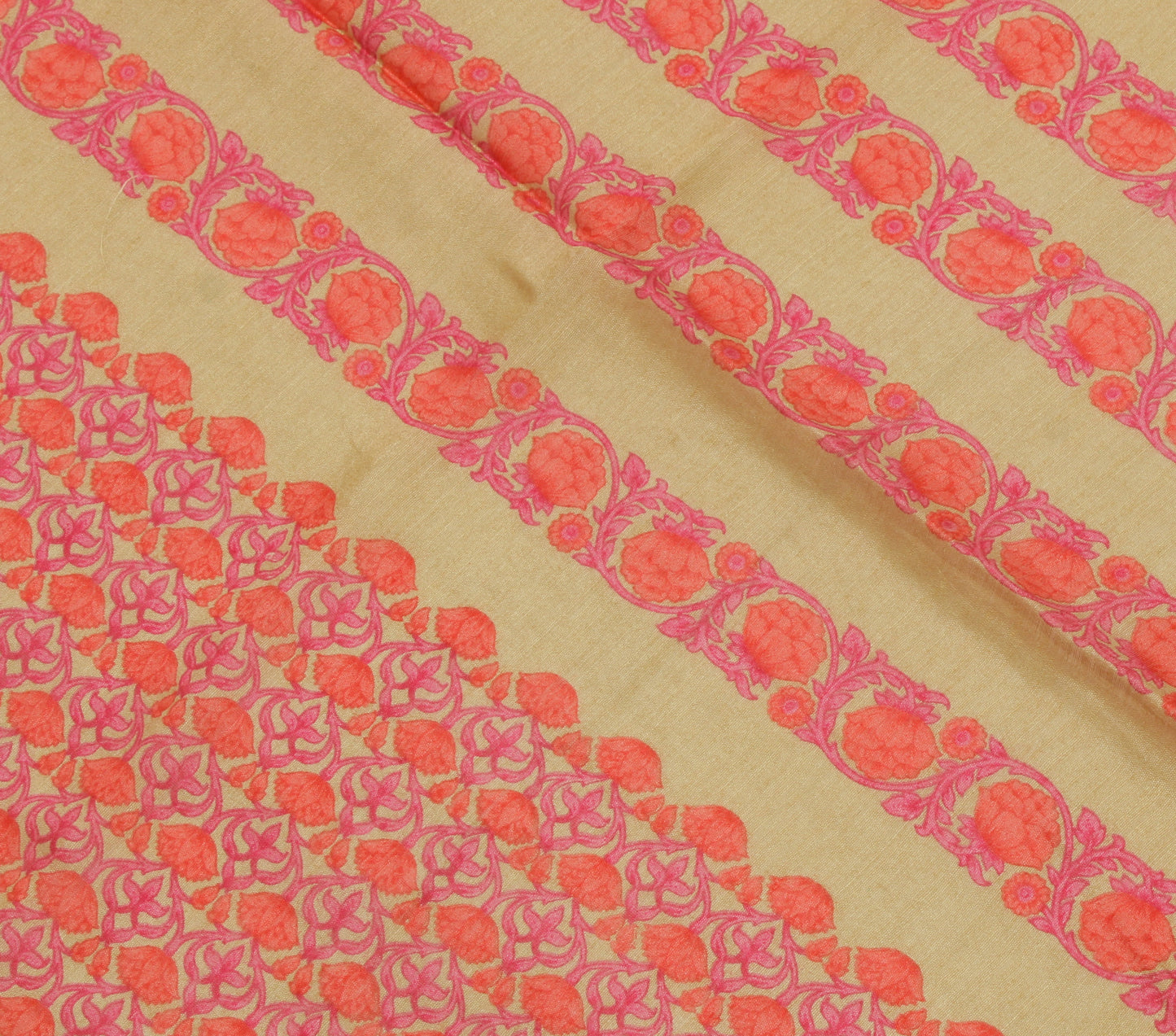 Sushila Vintage Light Brown Dupatta 100% Pure Silk Printed Long Stole Hijab