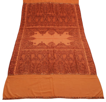 Sushila Vintage Peach Indian Dupatta Pure Crepe Silk Printed Long Stole Scarves
