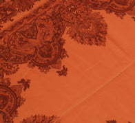 Sushila Vintage Peach Indian Dupatta Pure Crepe Silk Printed Long Stole Scarves