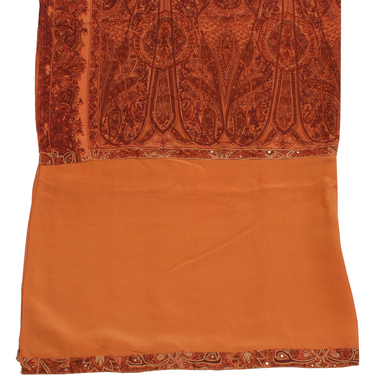 Sushila Vintage Peach Indian Dupatta Pure Crepe Silk Printed Long Stole Scarves
