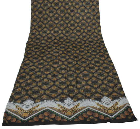 Sushila Vintage Green Indian Dupatta Pure Georgette Silk Printed Long Stole Veil