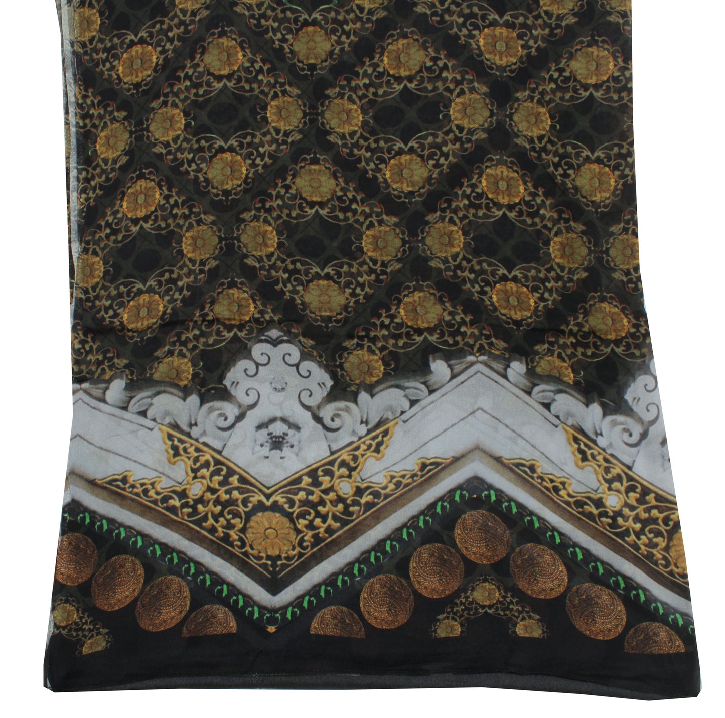 Sushila Vintage Green Indian Dupatta Pure Georgette Silk Printed Long Stole Veil