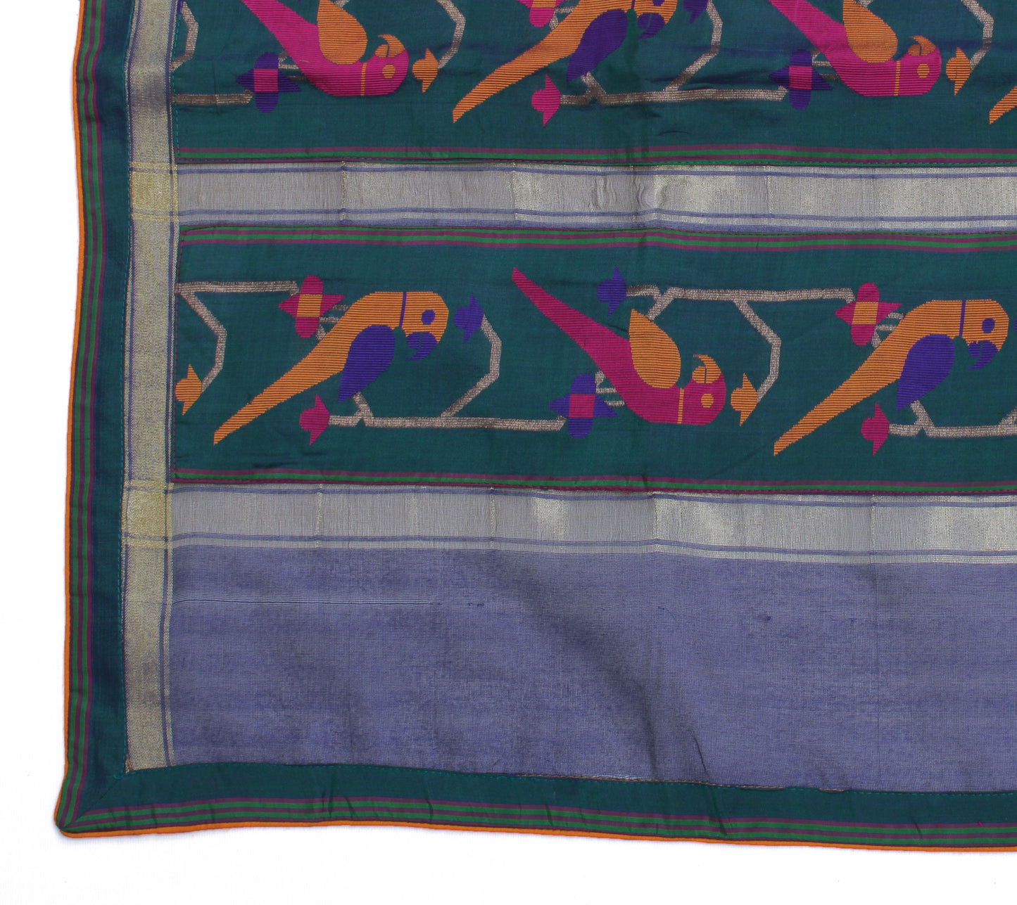 Sushila Vintage Blue Indian Dupatta Blend Silk Long Stole Hijab Scarves