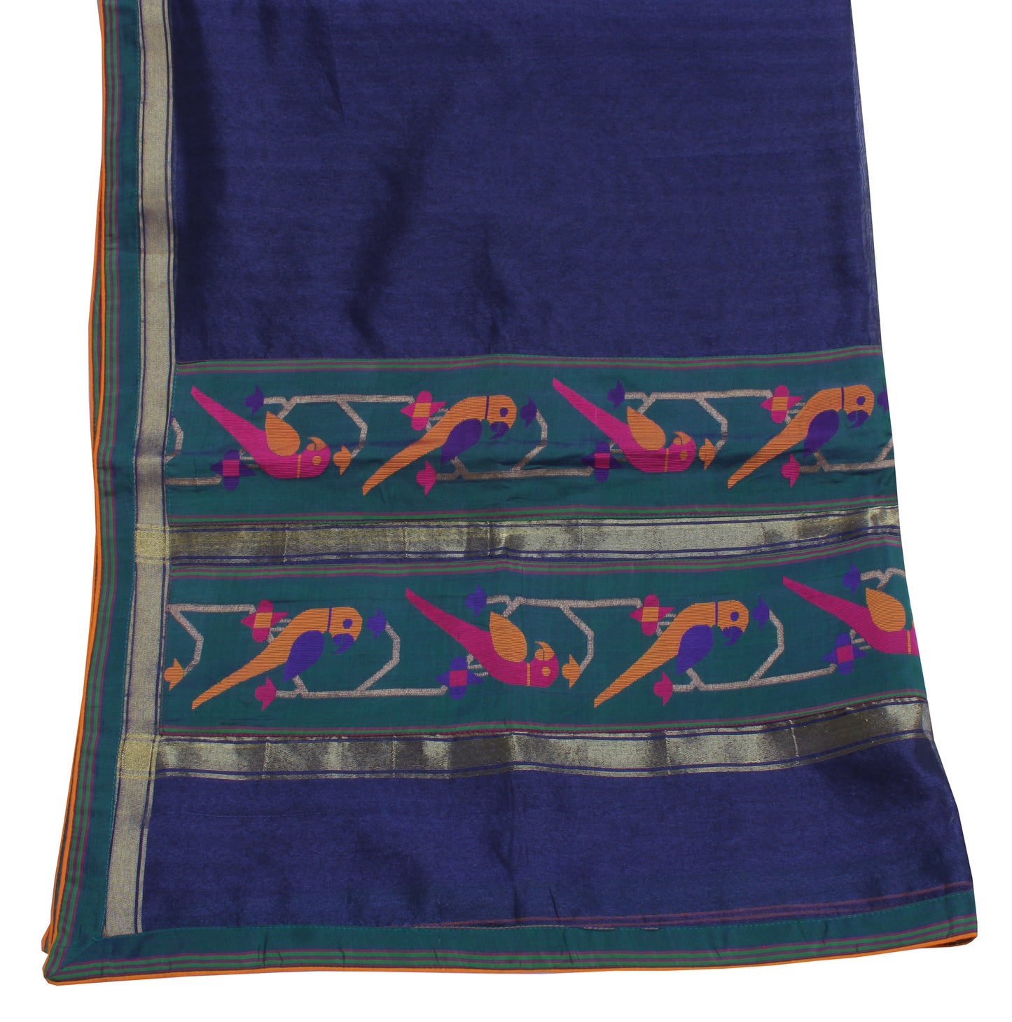 Sushila Vintage Blue Indian Dupatta Blend Silk Long Stole Hijab Scarves