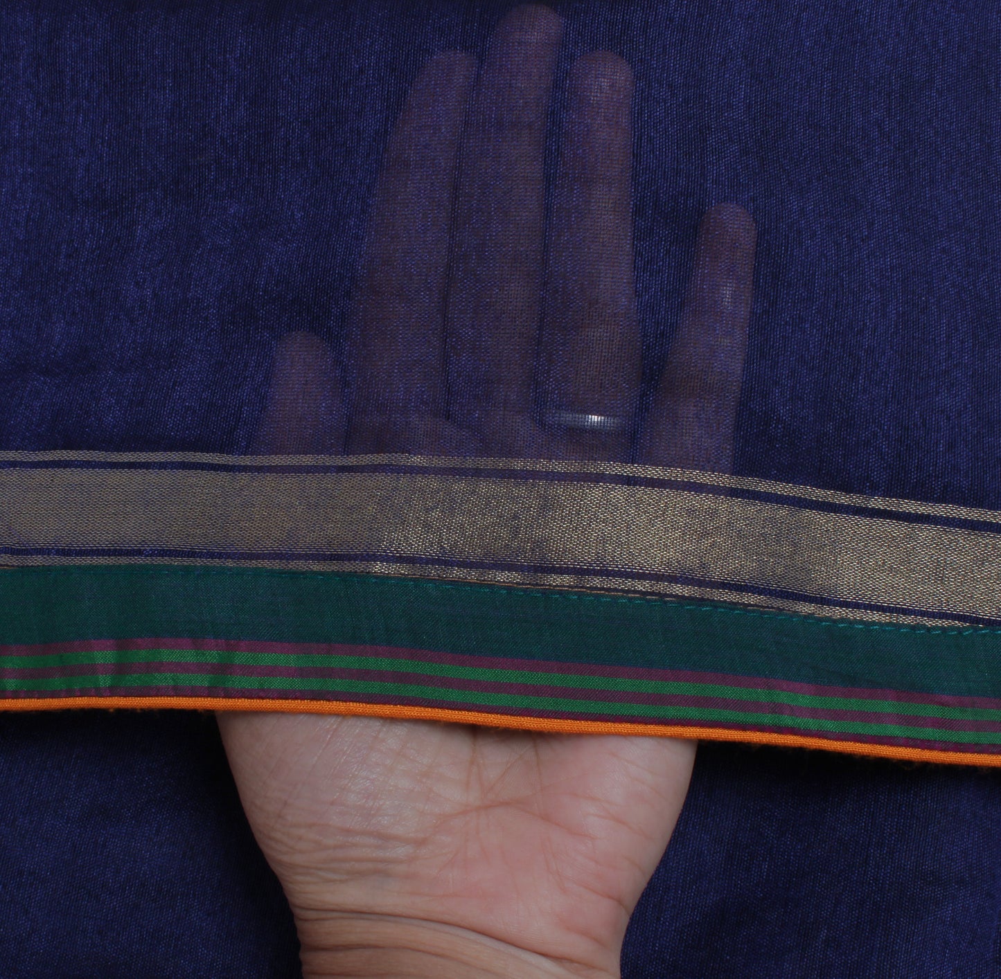 Sushila Vintage Blue Indian Dupatta Blend Silk Long Stole Hijab Scarves