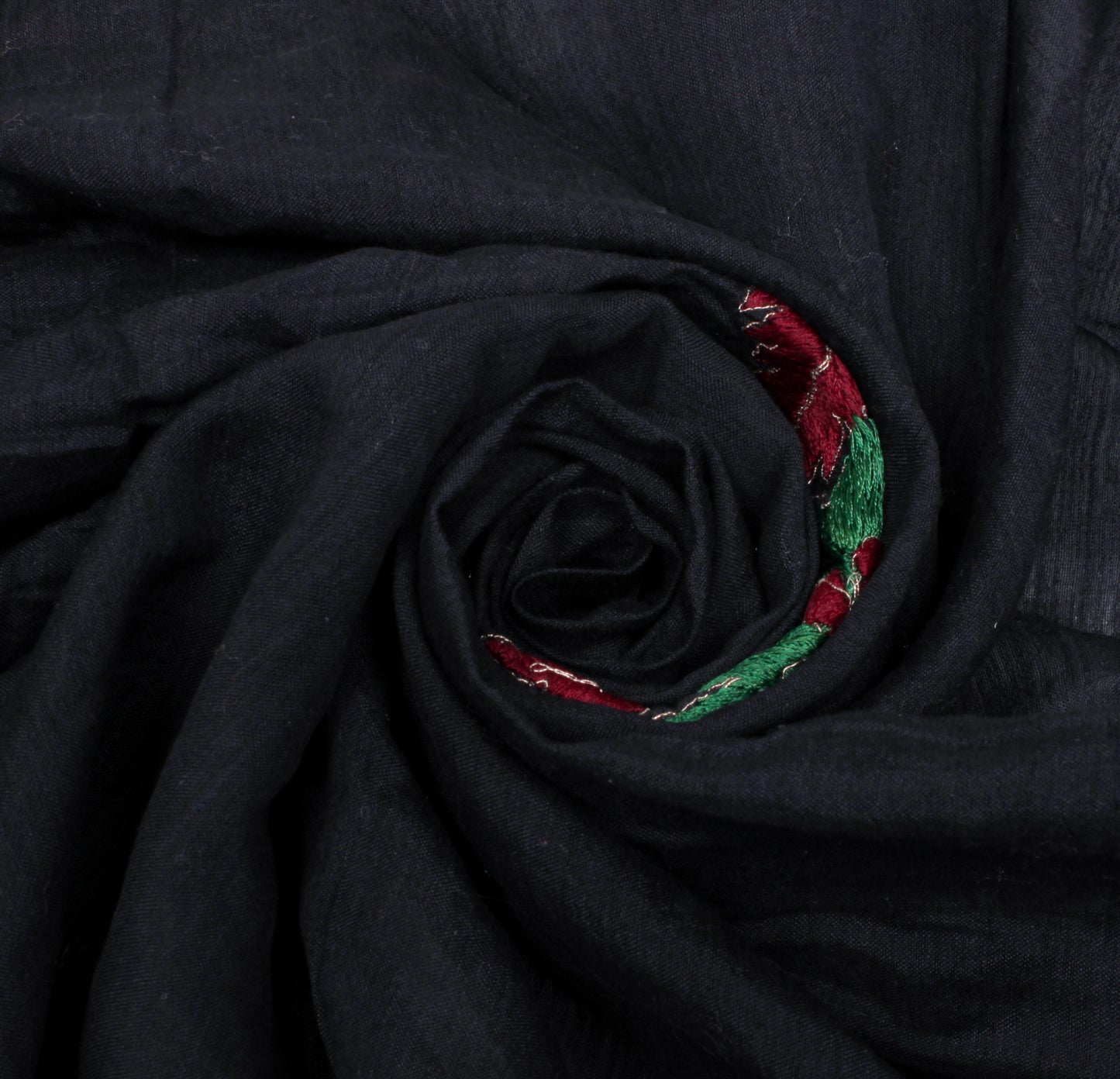 Sushila Vintage Black Indian Dupatta Blend Cotton Embroidered Long Stole Hijab