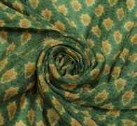 Sushila Vintage Green Indian Dupatta Pure Georgette Silk Printed Long Stole Veil