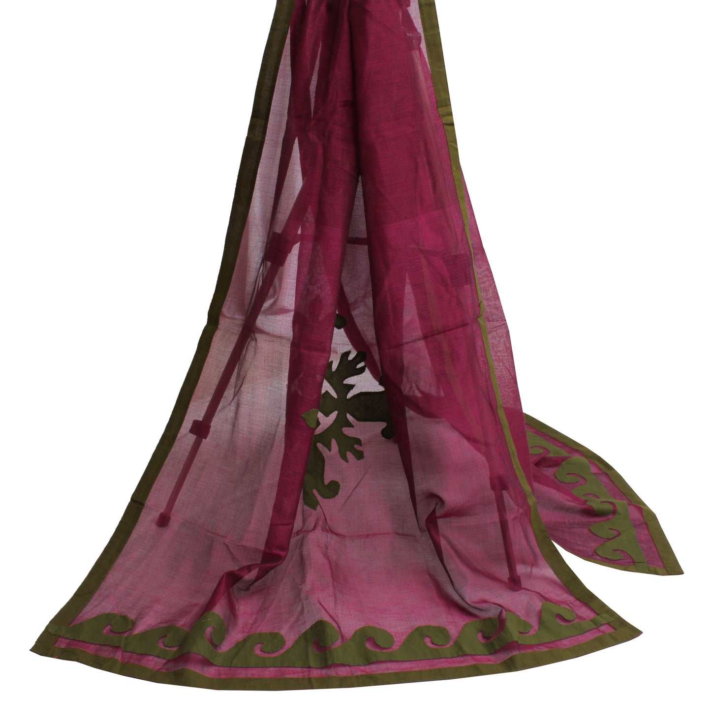 Sushila Vintage Purple Indian Dupatta 100% Pure Cotton Embroidered Long Stole