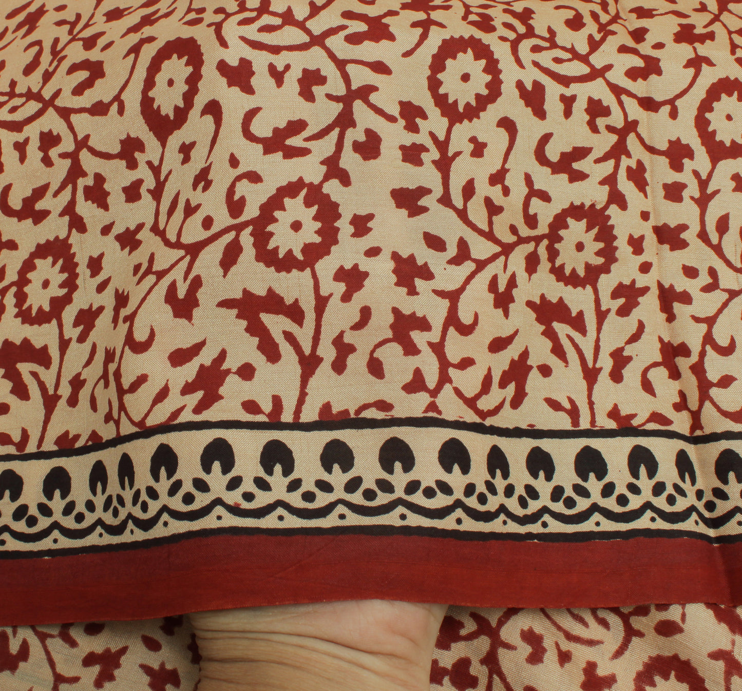 Sushila Vintage Cream Indian Dupatta 100% Pure Silk Printed Long Stole Scarves