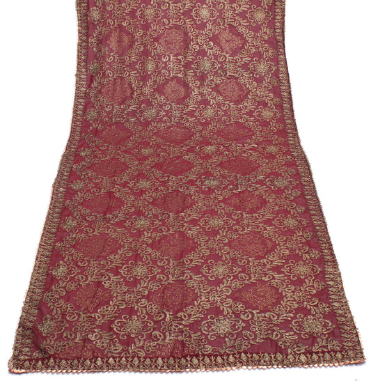 Sushila Vintage Maroon Dupatta Blend Georgette Silk Embroidered Long Stole Hijab