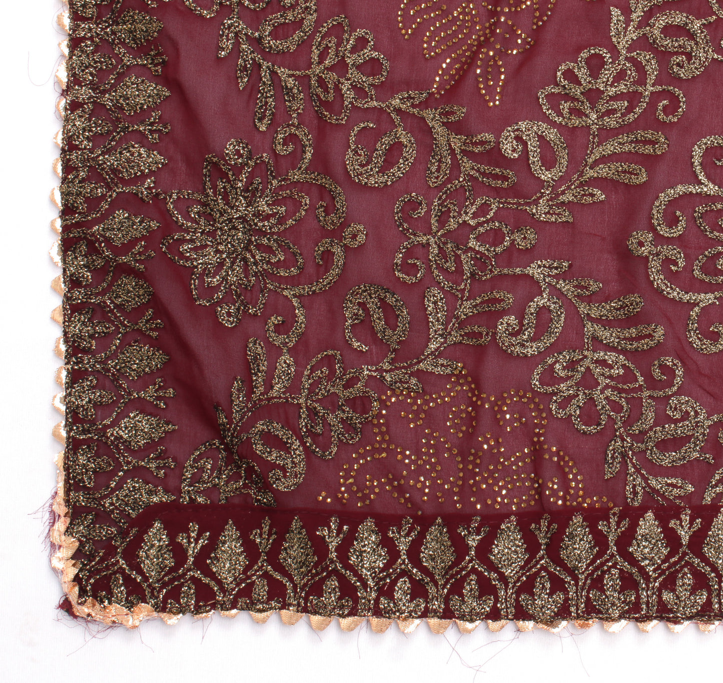 Sushila Vintage Maroon Dupatta Blend Georgette Silk Embroidered Long Stole Hijab