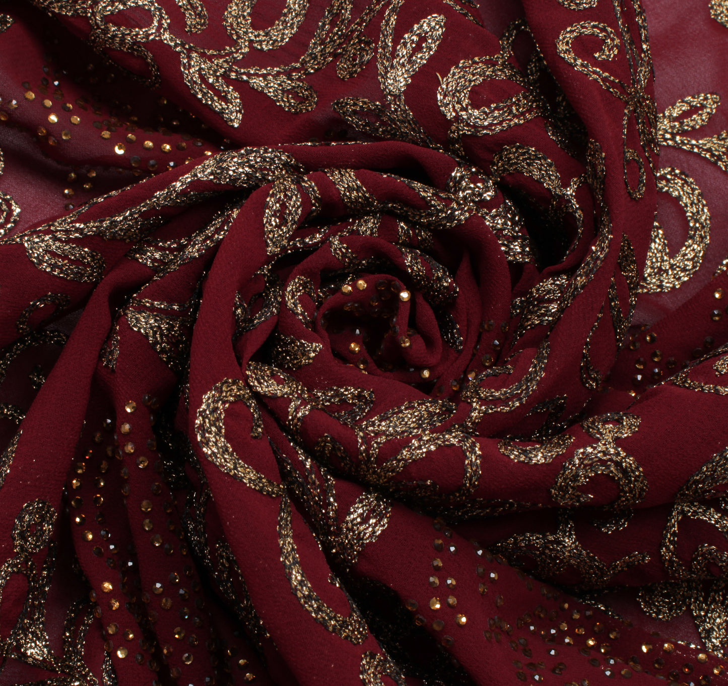 Sushila Vintage Maroon Dupatta Blend Georgette Silk Embroidered Long Stole Hijab