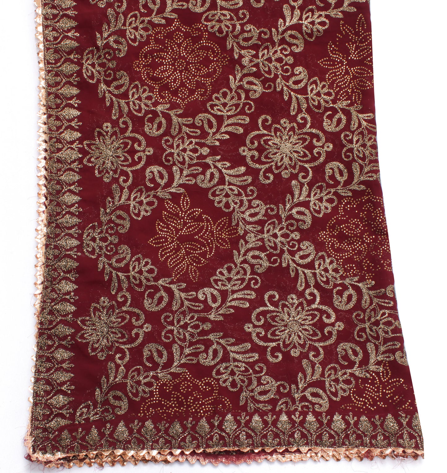 Sushila Vintage Maroon Dupatta Blend Georgette Silk Embroidered Long Stole Hijab