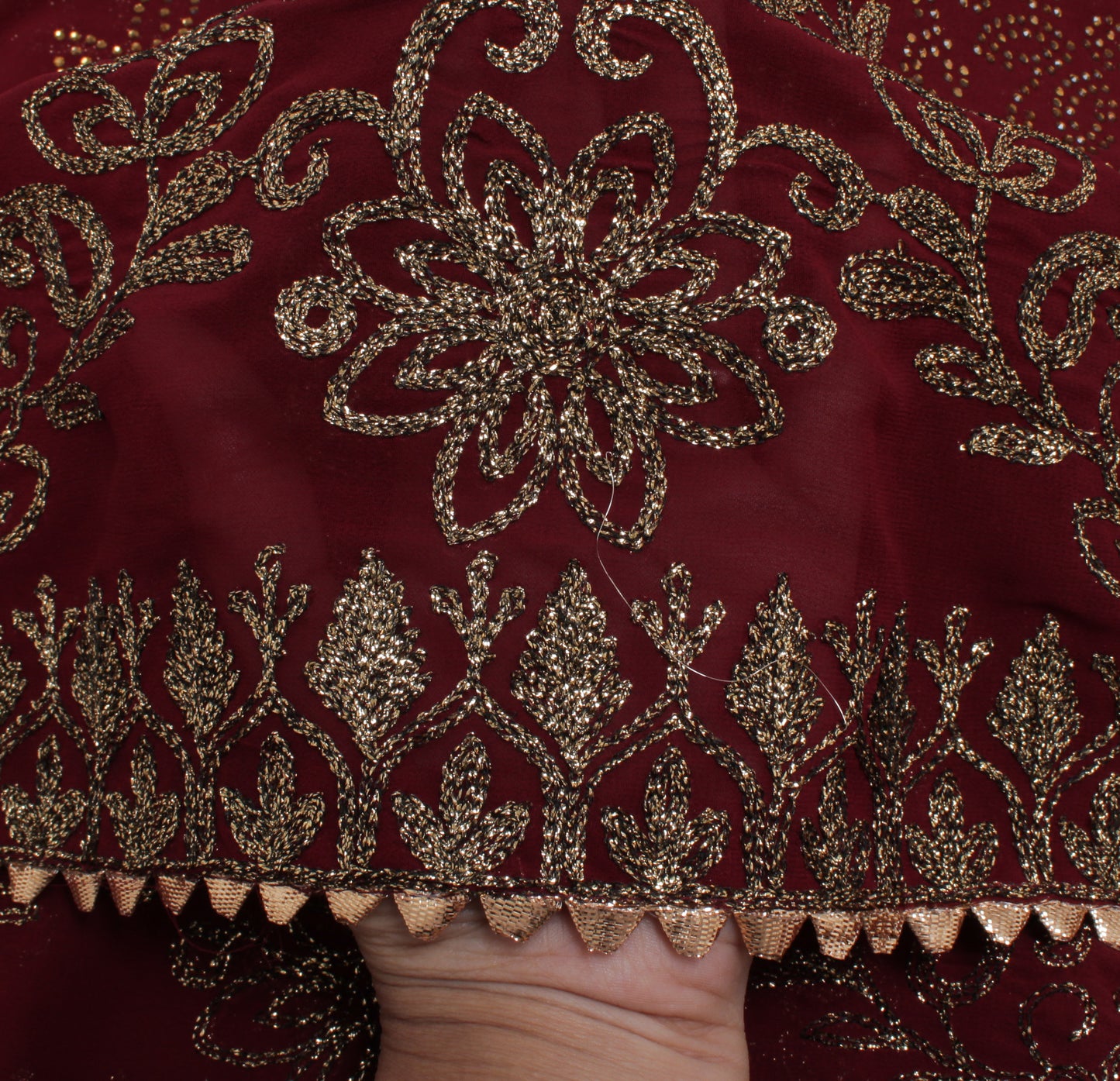 Sushila Vintage Maroon Dupatta Blend Georgette Silk Embroidered Long Stole Hijab