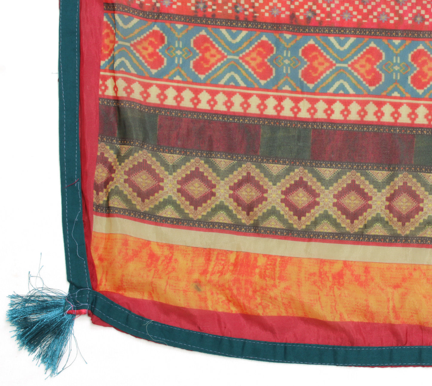Sushila Vintage Red Indian Dupatta Blend Silk Printed Long Stole Veil Scarves
