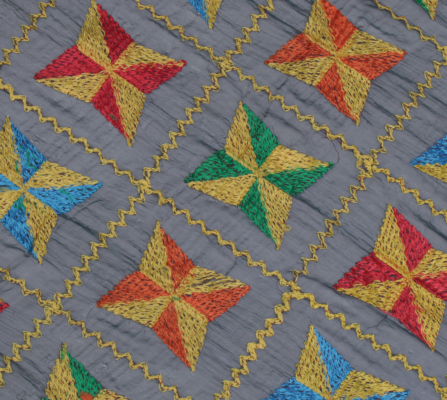 Sushila Vintage Black Dupatta Blend Chiffon Silk Phulkari Embroidered Long Stole