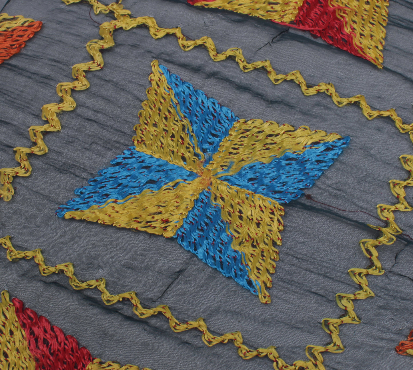 Sushila Vintage Black Dupatta Blend Chiffon Silk Phulkari Embroidered Long Stole