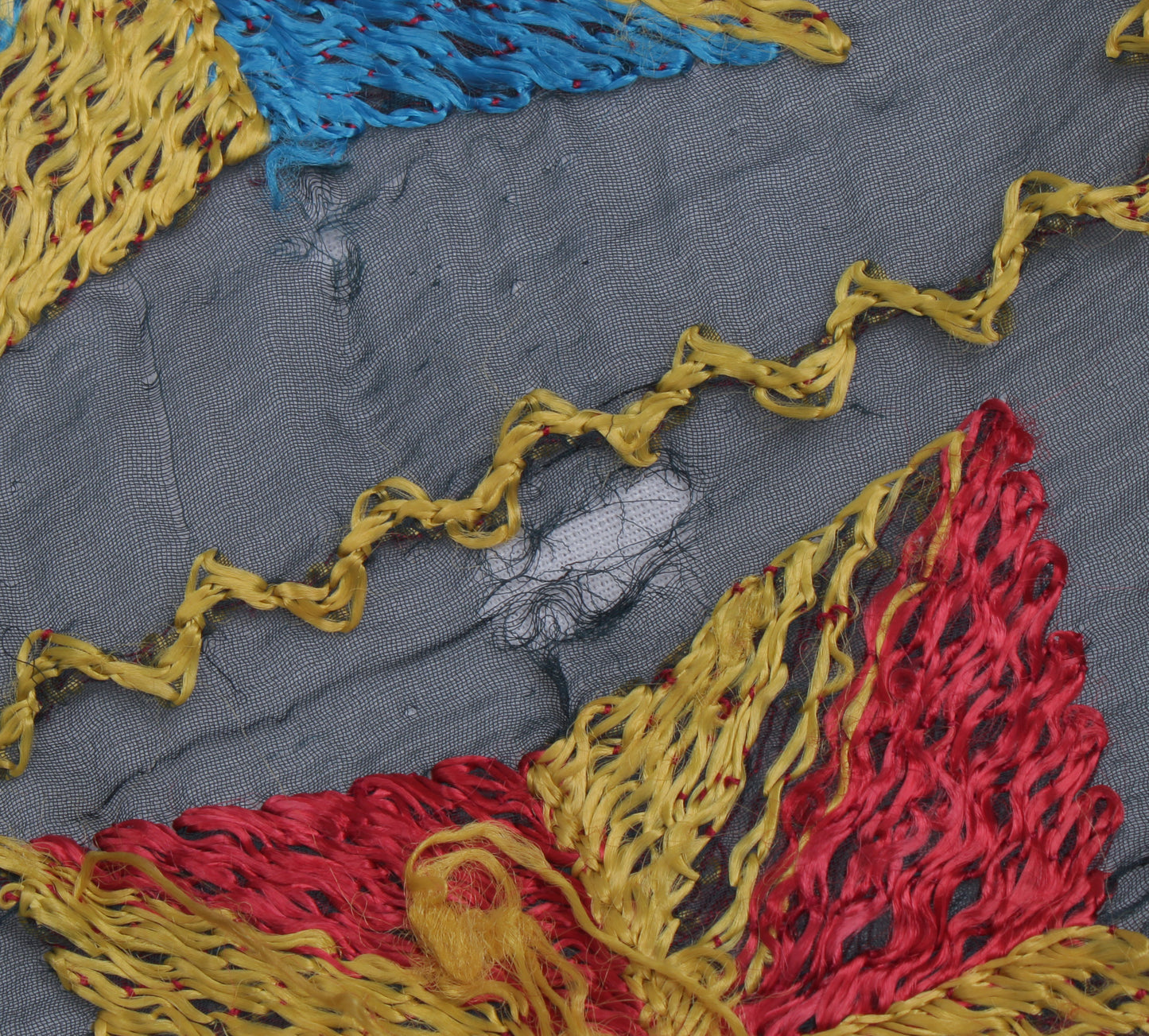 Sushila Vintage Black Dupatta Blend Chiffon Silk Phulkari Embroidered Long Stole