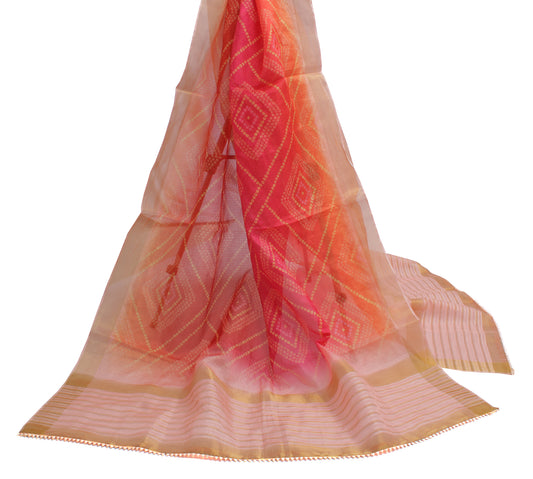 Sushila Vintage Multi-Color Dupatta Blend Tissue Bandhani Printed Long Stole