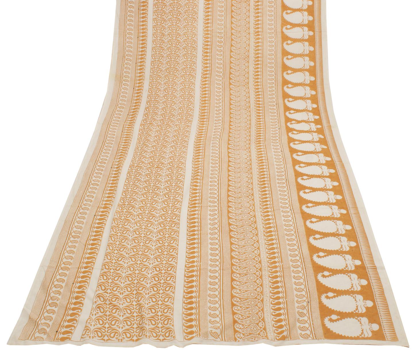 Sushila Vintage Cream Indian Dupatta 100% Pure Cotton Printed Long Stole Hijab