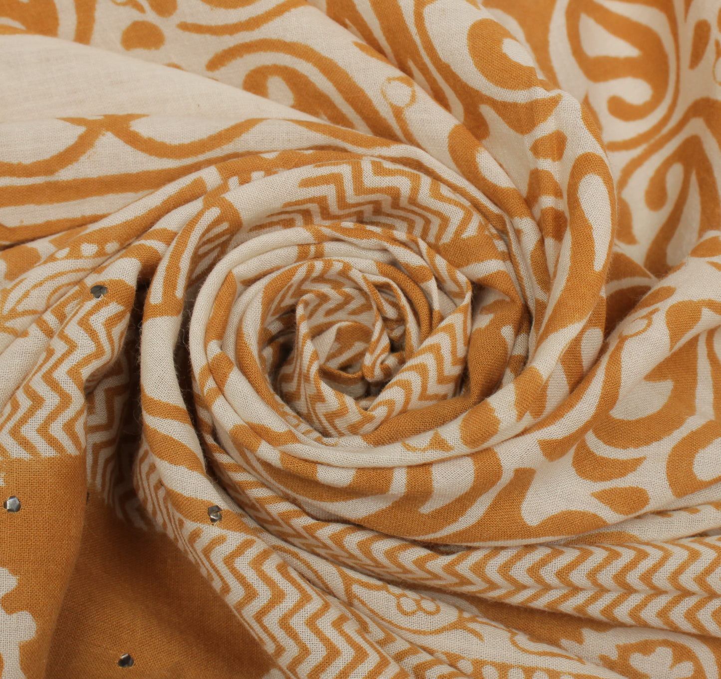 Sushila Vintage Cream Indian Dupatta 100% Pure Cotton Printed Long Stole Hijab