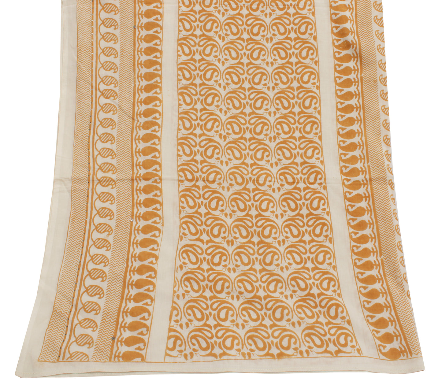 Sushila Vintage Cream Indian Dupatta 100% Pure Cotton Printed Long Stole Hijab