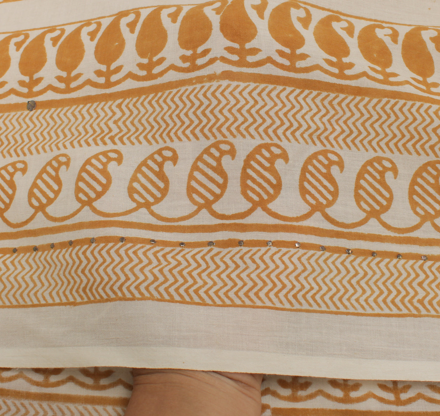 Sushila Vintage Cream Indian Dupatta 100% Pure Cotton Printed Long Stole Hijab