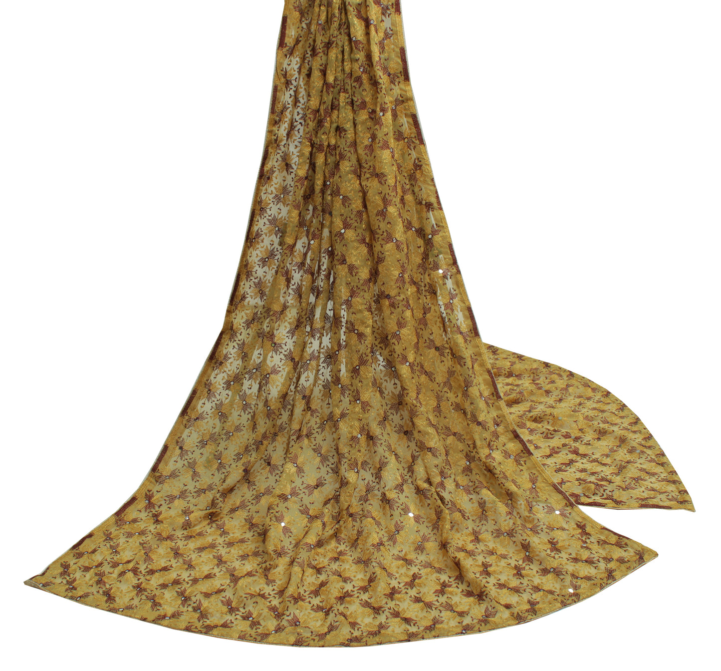 Sushila Vintage Green Dupatta Blend Chiffon Silk Phulakri Embroidered Long Stole