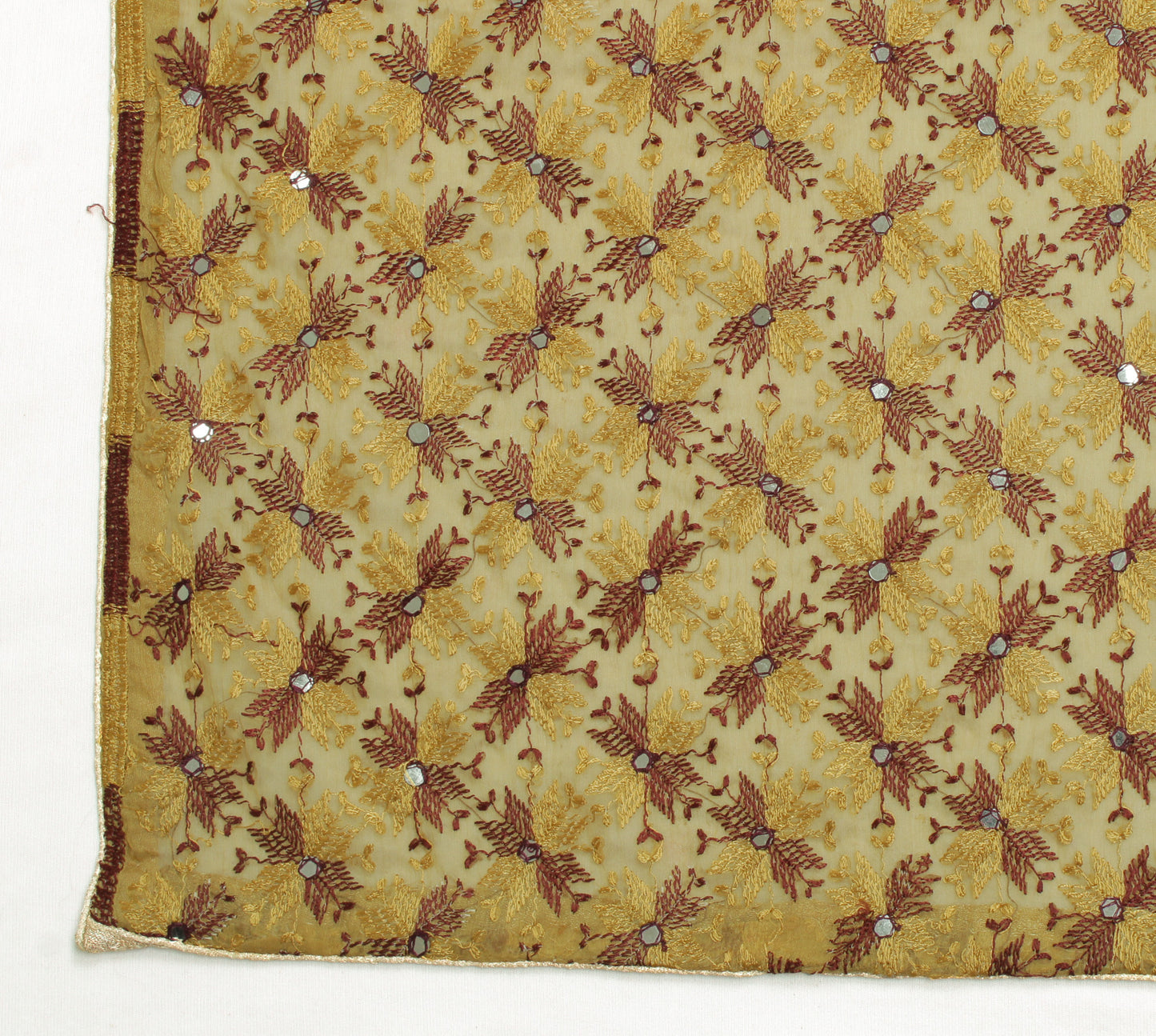 Sushila Vintage Green Dupatta Blend Chiffon Silk Phulakri Embroidered Long Stole