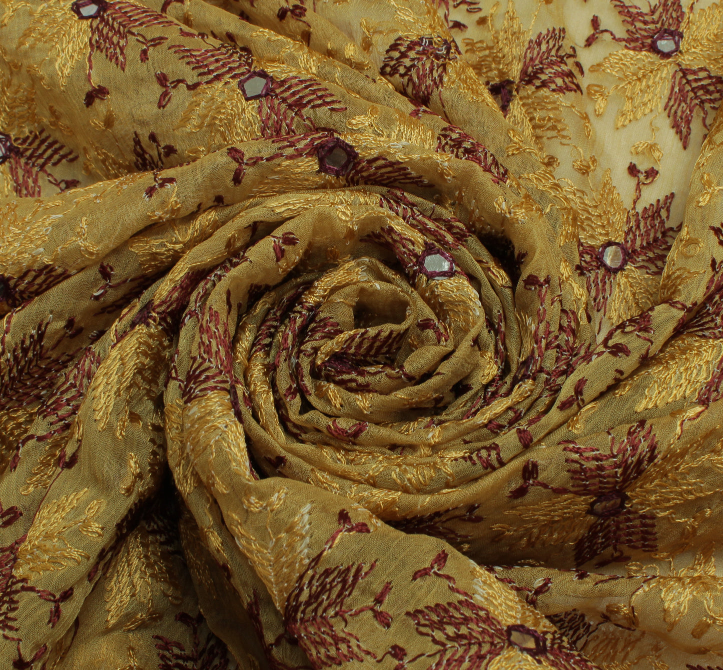 Sushila Vintage Green Dupatta Blend Chiffon Silk Phulakri Embroidered Long Stole