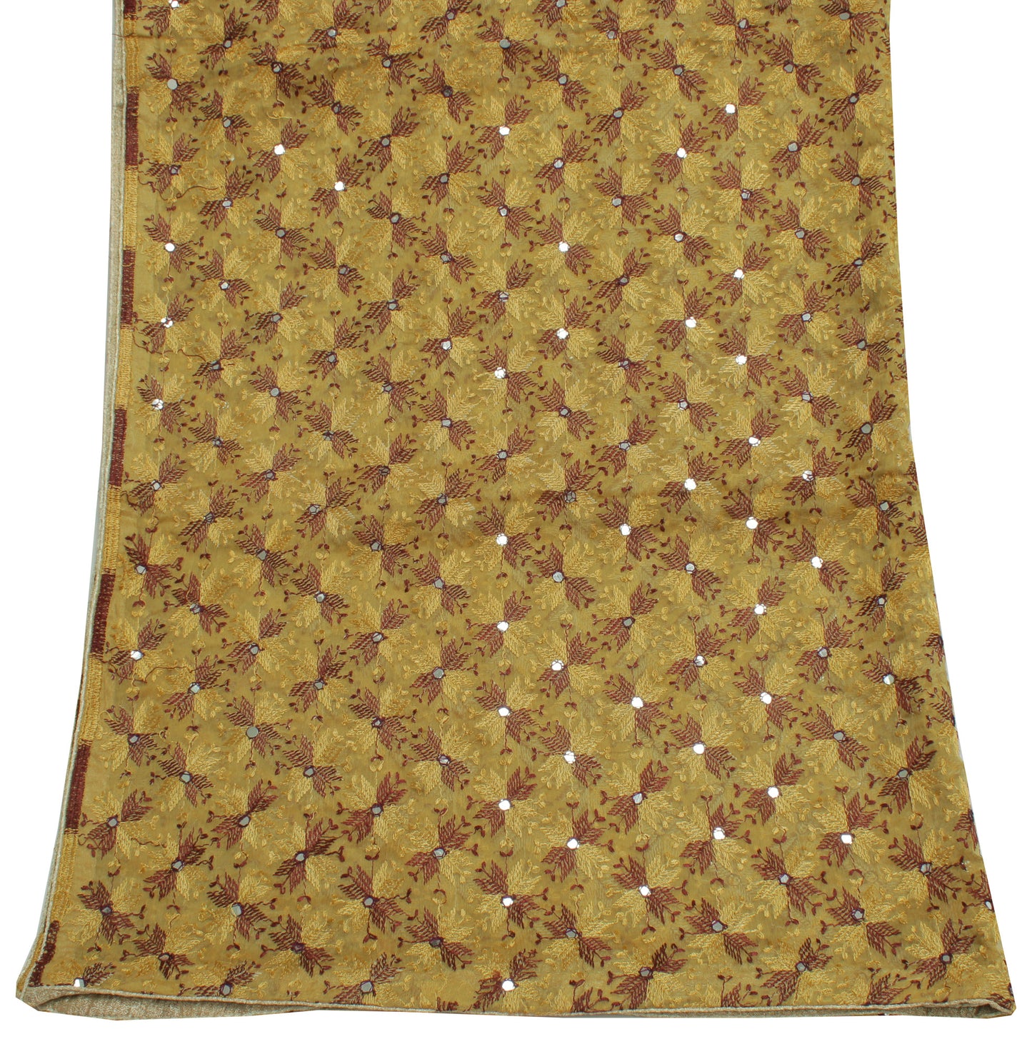Sushila Vintage Green Dupatta Blend Chiffon Silk Phulakri Embroidered Long Stole
