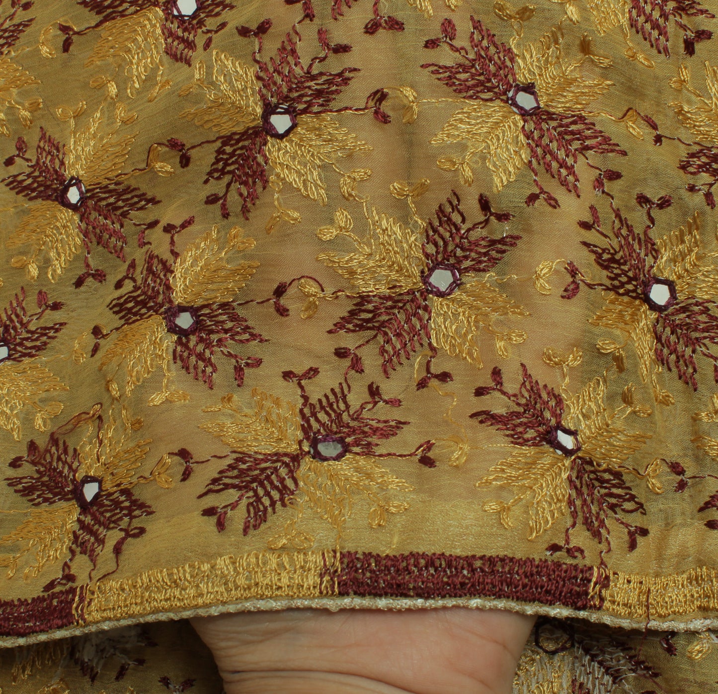 Sushila Vintage Green Dupatta Blend Chiffon Silk Phulakri Embroidered Long Stole