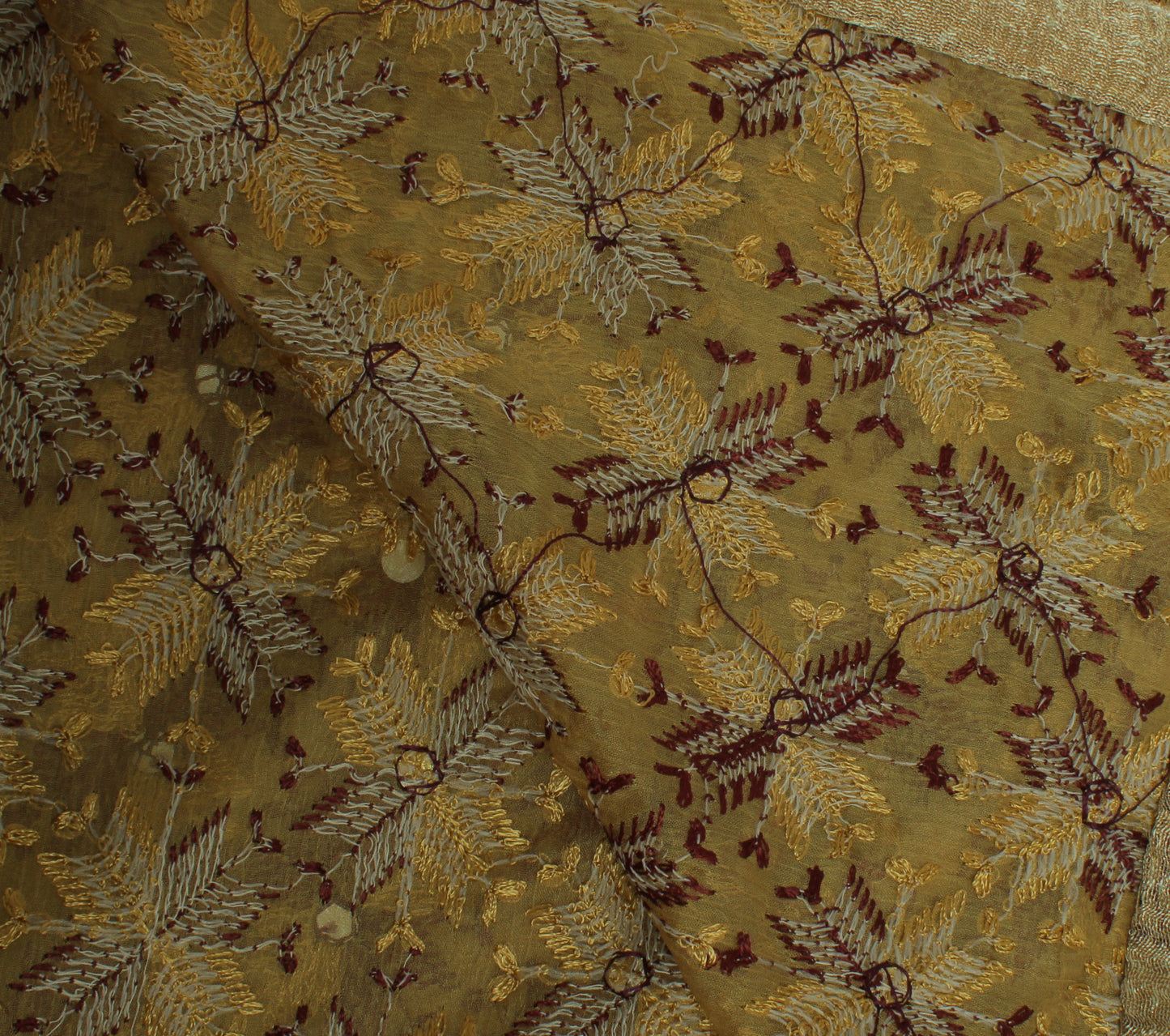 Sushila Vintage Green Dupatta Blend Chiffon Silk Phulakri Embroidered Long Stole