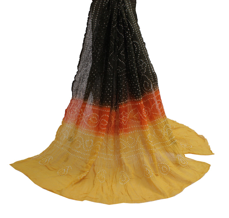 Sushila Vintage Green Dupatta 100% Pure Cotton Bandhani Printed Long Stole Veil