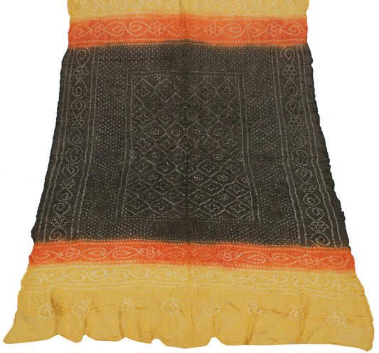 Sushila Vintage Green Dupatta 100% Pure Cotton Bandhani Printed Long Stole Veil