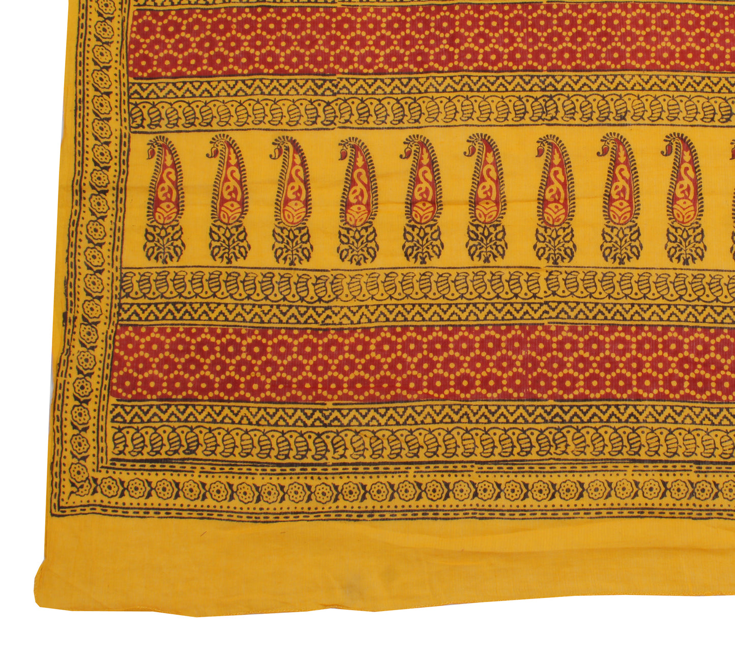 Sushila Vintage Yellow Dupatta Pure Cotton Printed Long Stole Veil Scarves